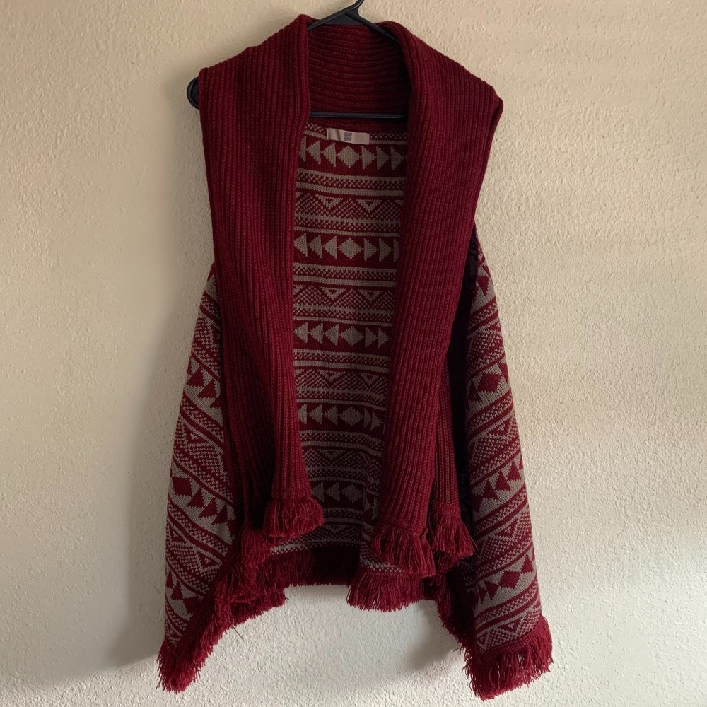 Look By M Aztec Shawl Type Sweater Vest